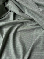 Tessuto Gessato Puro Lino Jeans Verde Salvia