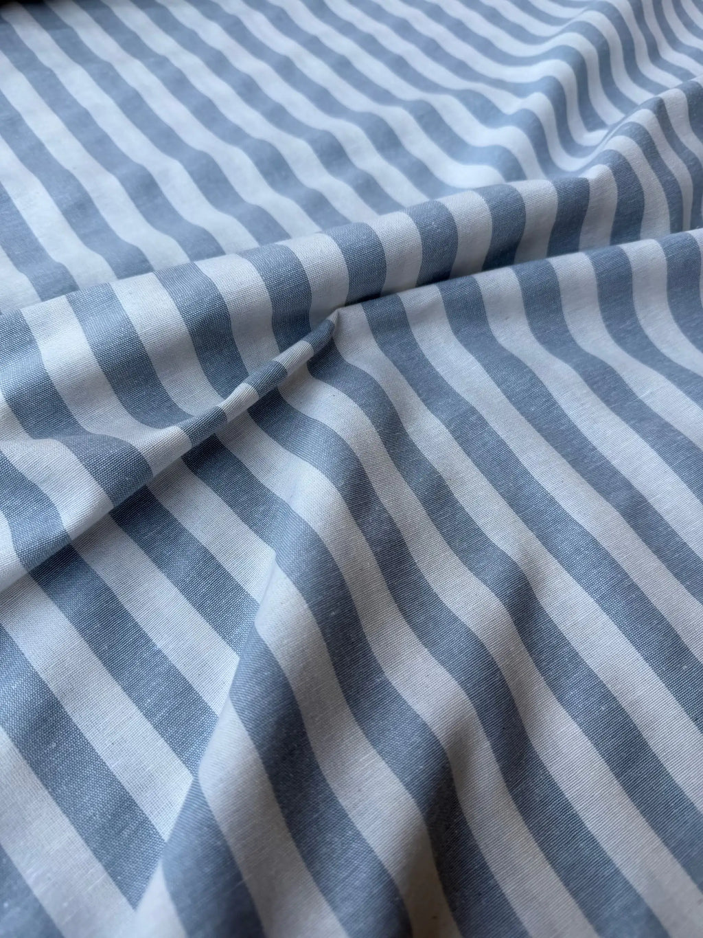Tessuto Panama Cotone a Righe Colorate 0,5 m / Celeste Polvere