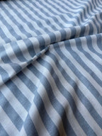 Tessuto Panama Cotone a Righe Colorate 0,5 m / Celeste Polvere