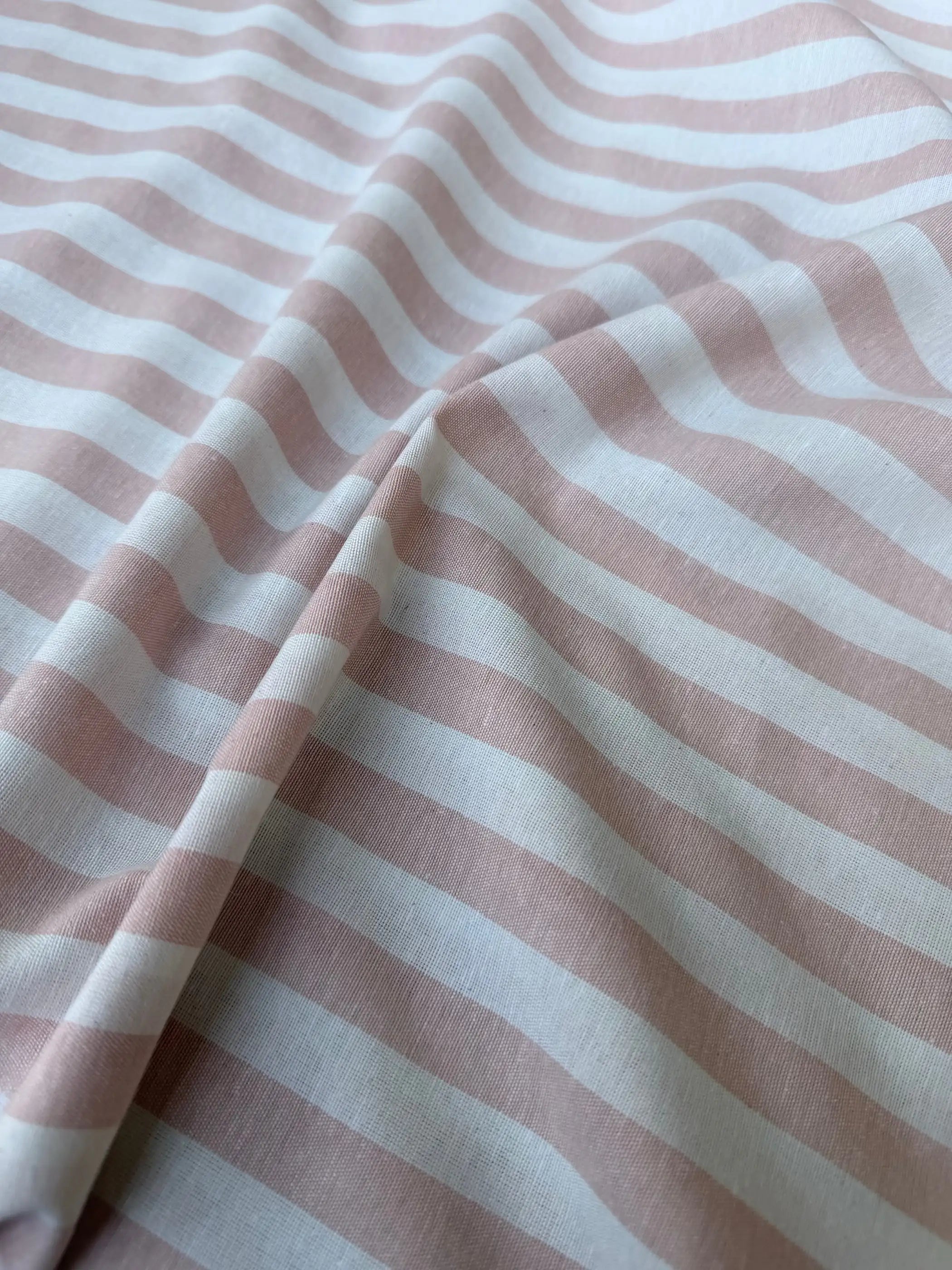Tessuto Panama Cotone a Righe Colorate 0,5 m / Rosa Classico