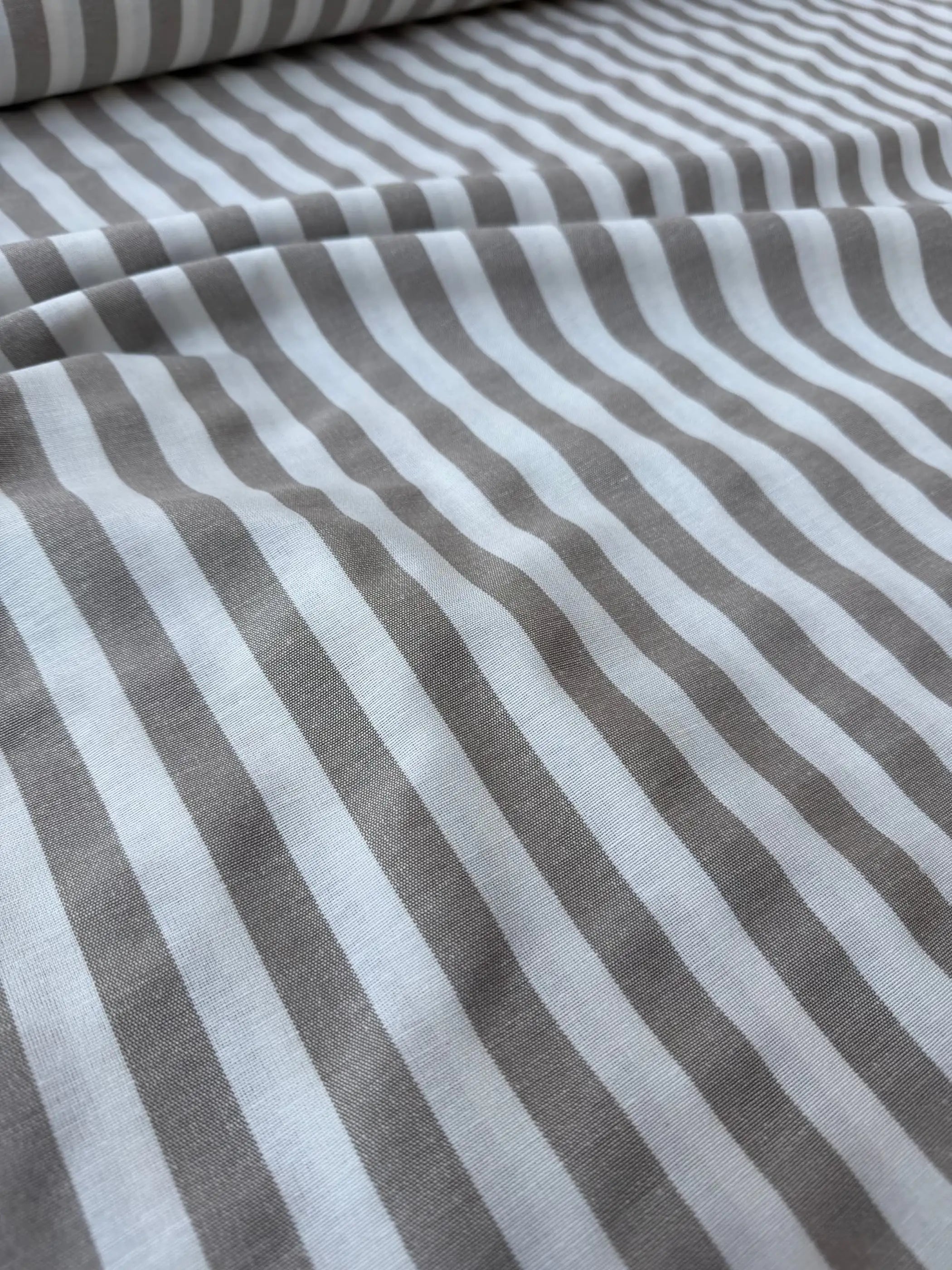 Tessuto Panama Cotone a Righe Colorate 0,5 m / Tortora