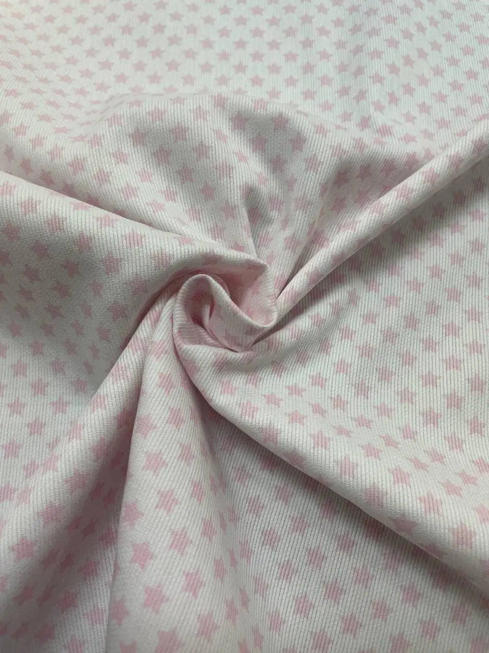 Tessuto Piquet Cotone Stelle Stelline Rosa Celeste 150H