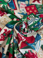 Tessuto Puro Cotone Natale Glitter Patchwork