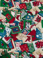 Tessuto Puro Cotone Natale Glitter Patchwork