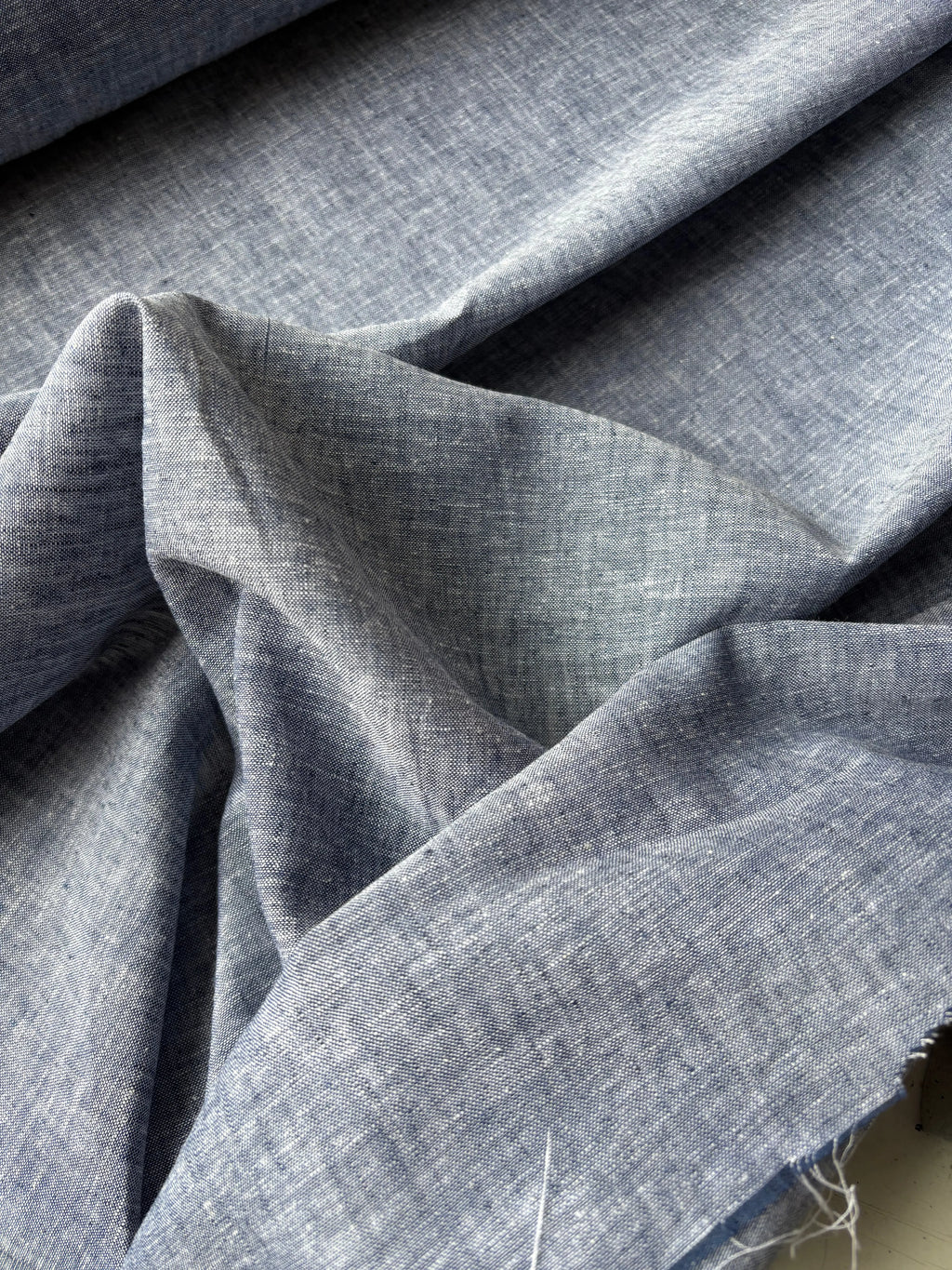 Tessuto Puro Lino Dante (sottoprezzo) 0,5 m / Jeans Mélange Scuro