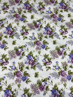 Tessuto Rasatello Cotone Floreale Sanderson Lillà (SOTTOPREZZO)