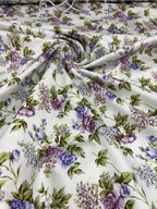 Tessuto Rasatello Cotone Floreale Sanderson Lillà (SOTTOPREZZO)