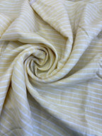 Tessuto Rigato Giallo Puro Lino