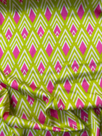 Tessuto Satin Geometrico Verde