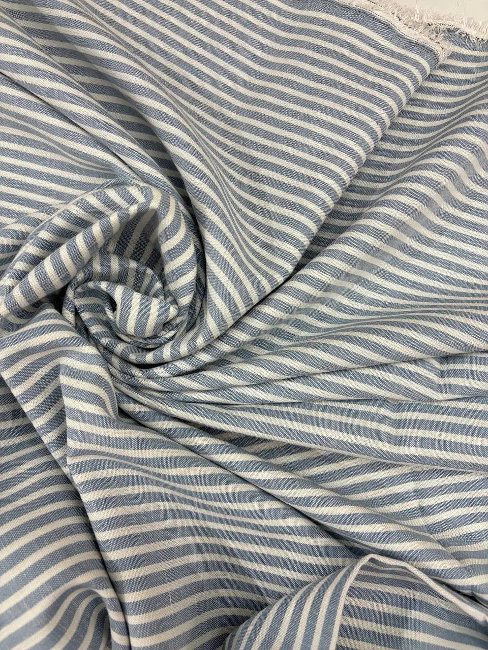 Tessuto cotone lino e cotone RIGATO CELESTE MELANGE