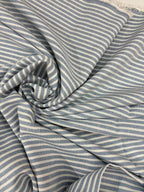Tessuto cotone lino e cotone RIGATO CELESTE MELANGE