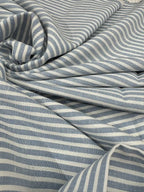 Tessuto cotone lino e cotone RIGATO CELESTE MELANGE