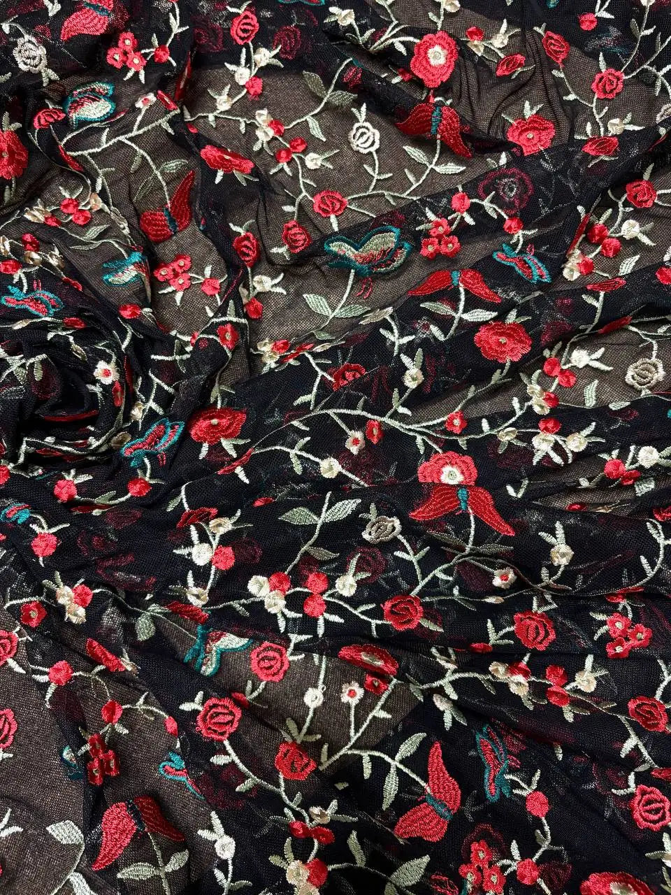 Tulle Elastico Fantasia Floreale Bosco