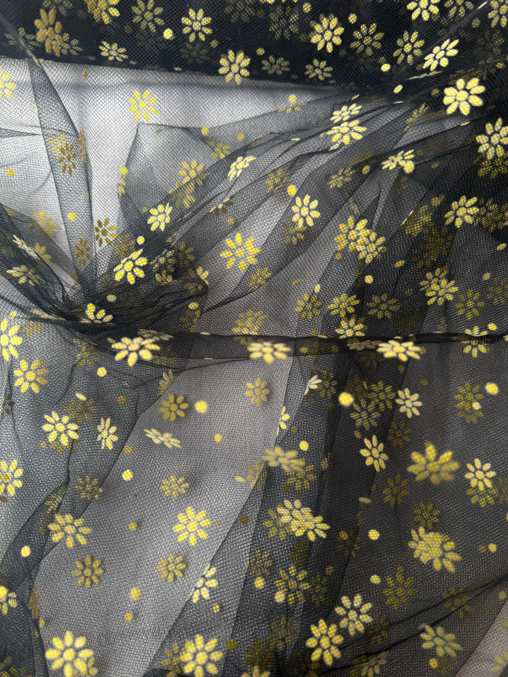 Tulle Pizzo Dorato Elastico Fiorellino