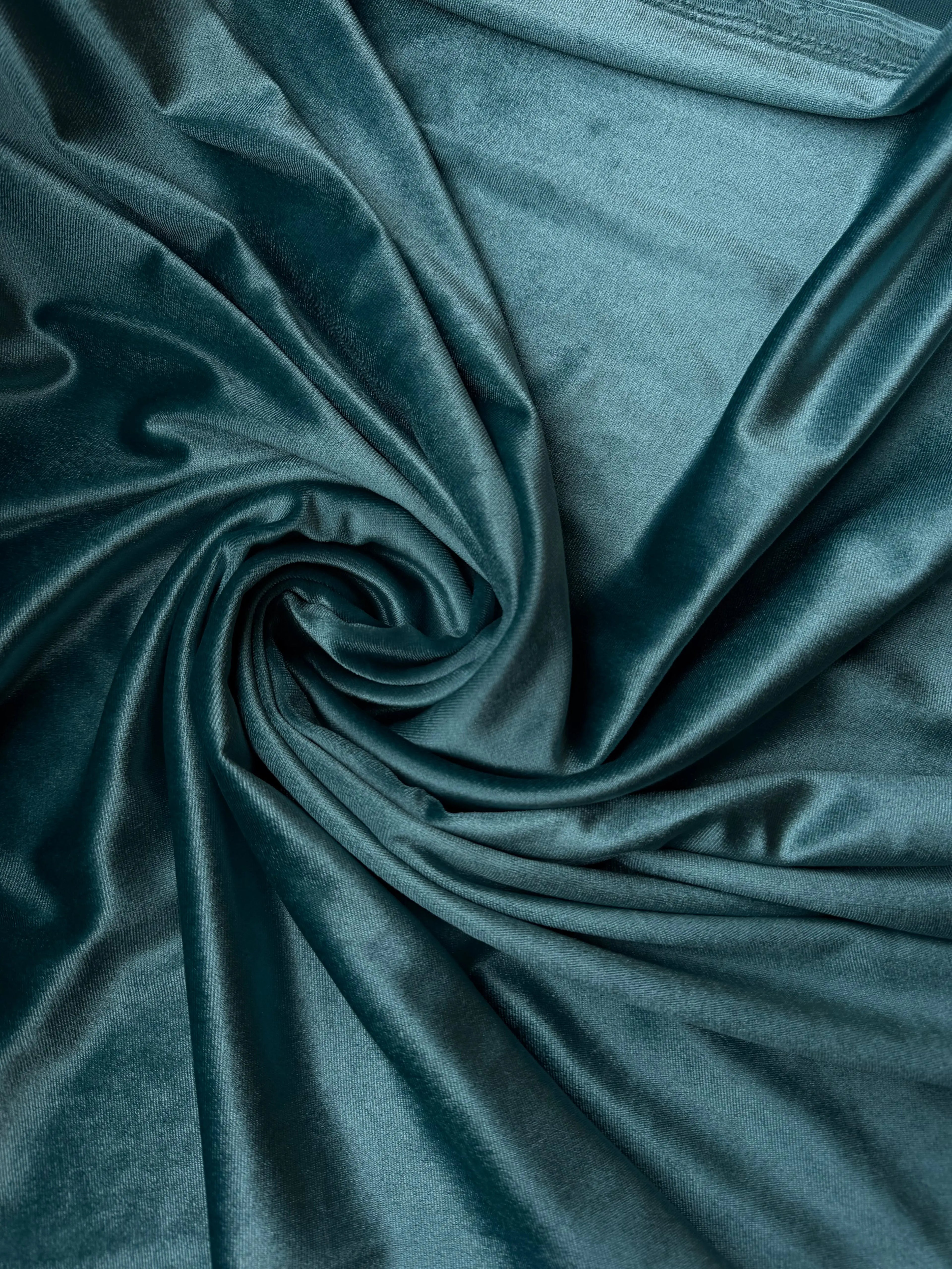 Velluto Elastico Morbido Petrolio / 0,5 m