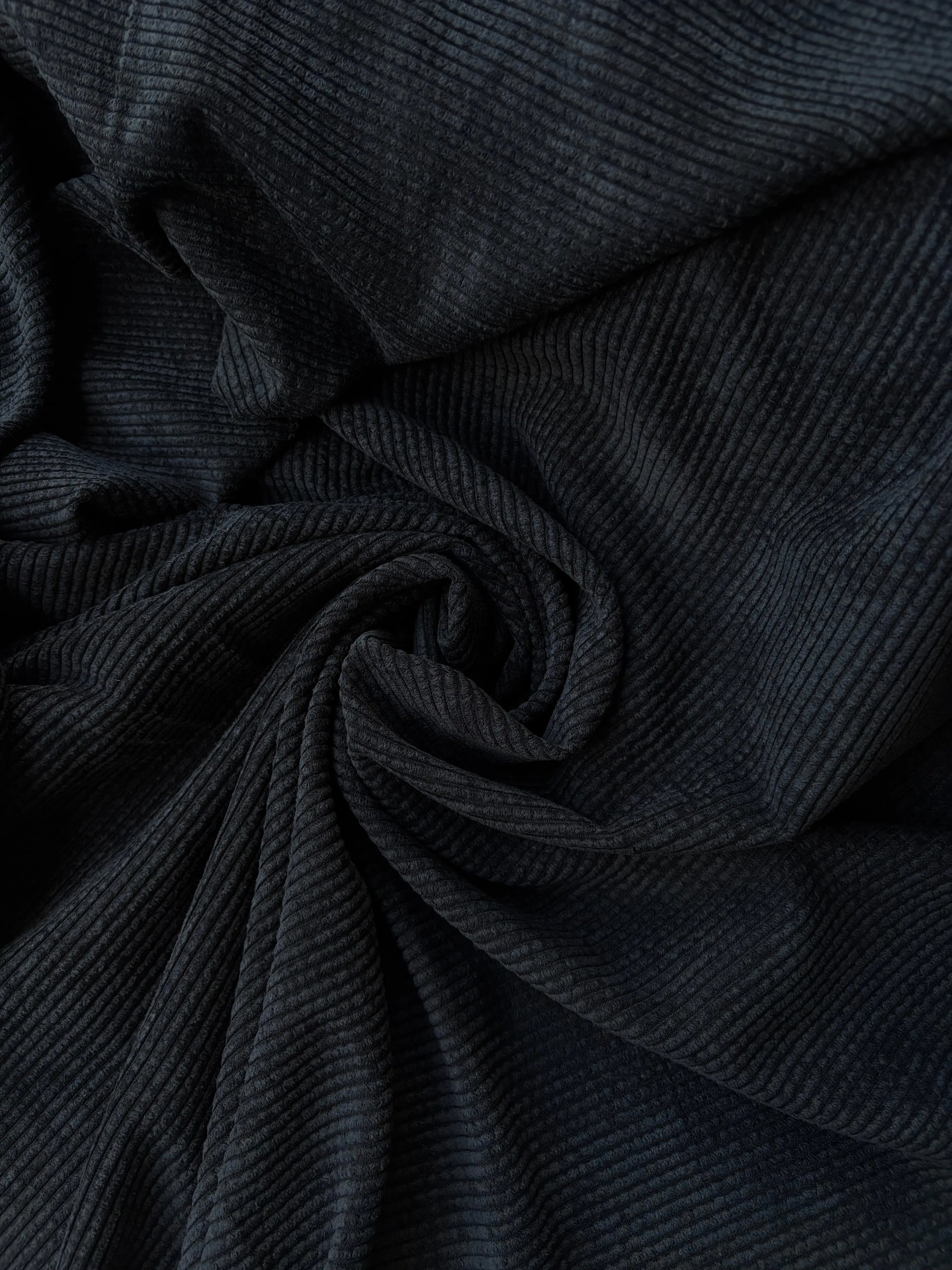 Velluto Rigatino Millerighe Metraggio / Nero