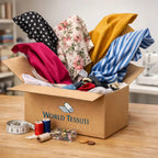 Tessuti assortiti contenuti nella mystery box per cucito creativo