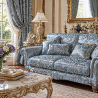 Damascato Jacquard Velluto Operato Celeste Polvere