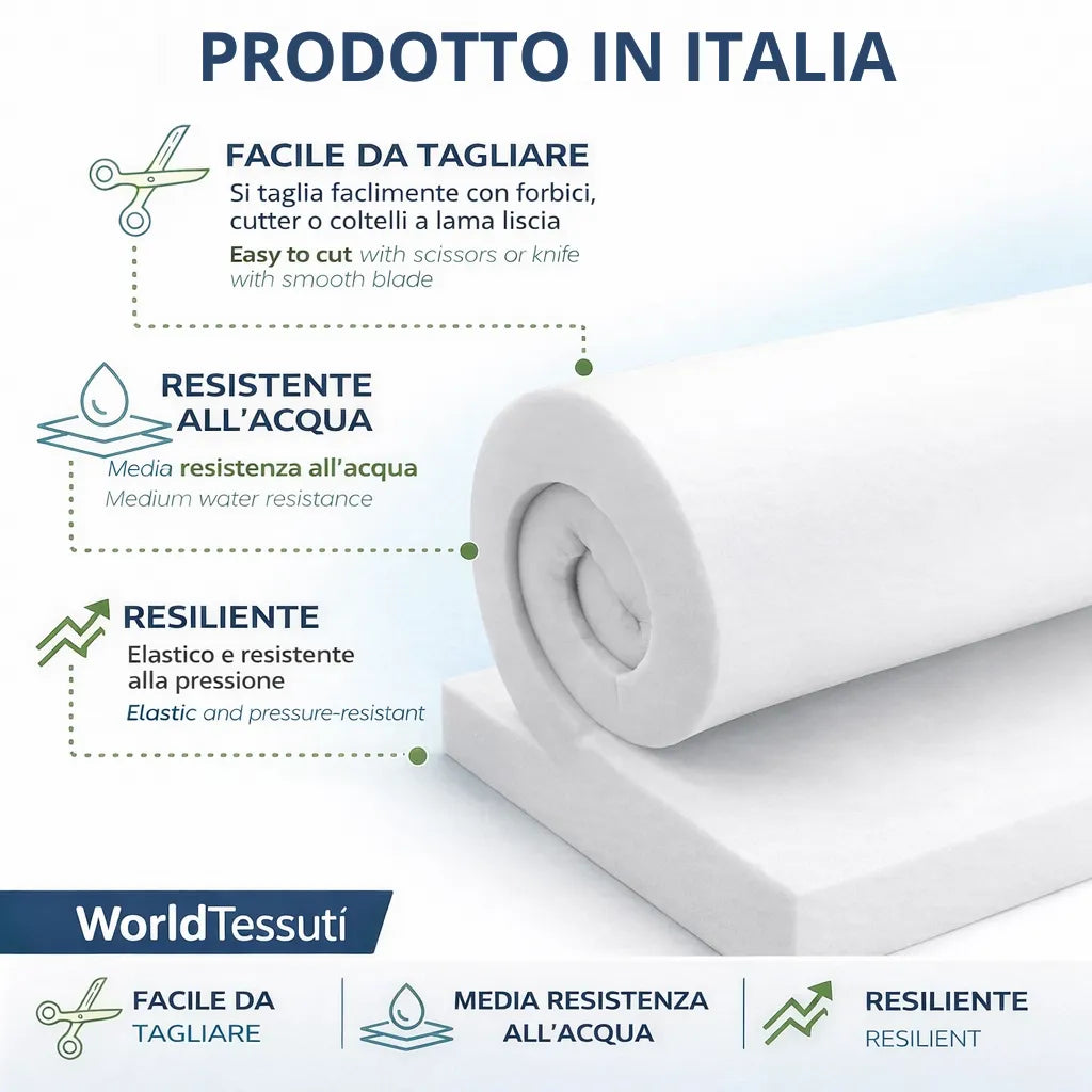 Gommapiuma resistente e facile da tagliare per imbottiture e tappezzeria
