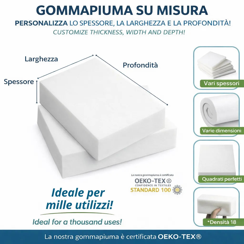Gommapiuma in poliuretano espanso made in Italy certificata OEKO TEX