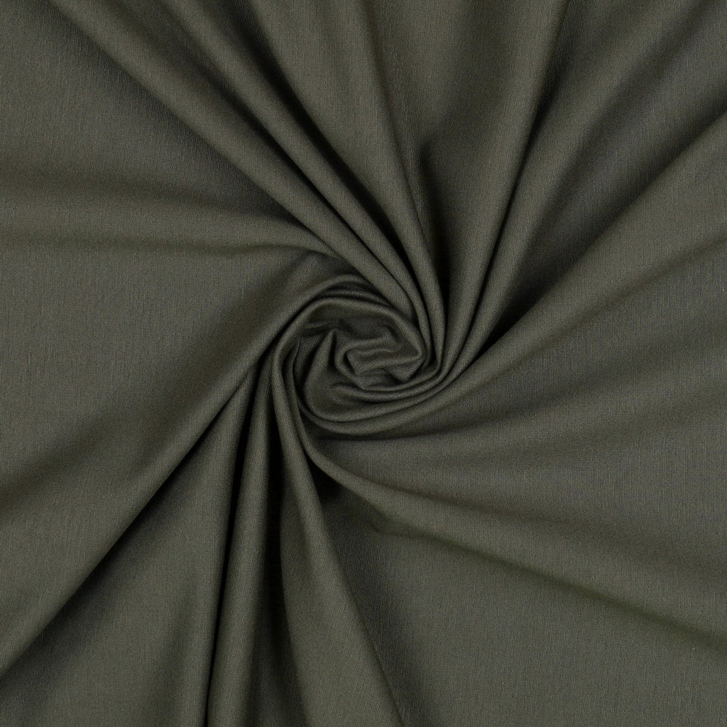 Tessuto jersey cotone morbido verde militare ideale per abbigliamento bambino