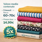 Box sorpresa con tessuti assortiti per progetti di cucito