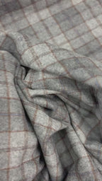 Grey Tartan Checked Boiled Wool Fabric 