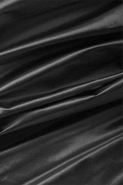 Tessuto duchesse nero strutturato per abiti da sera e capi sartoriali