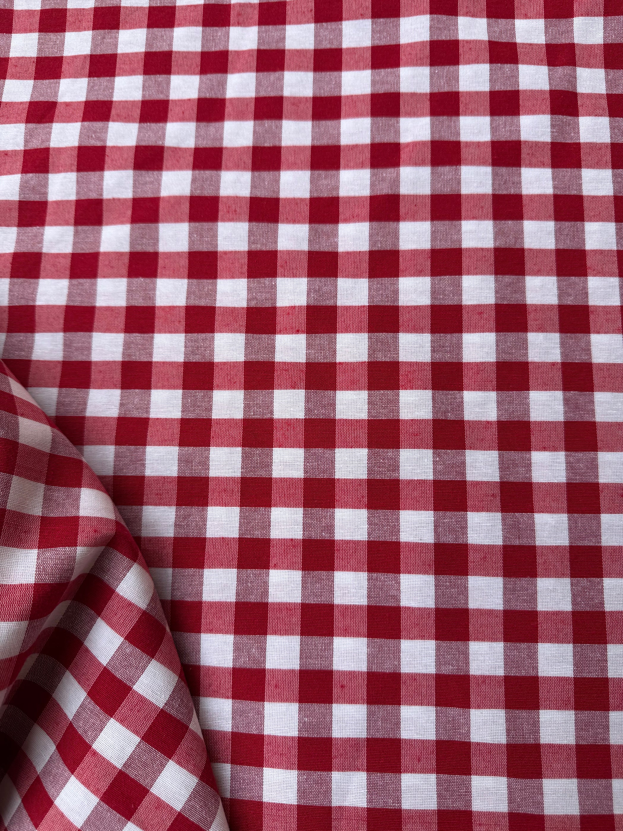 Tessuto cotone quadri rosso country stile country, ideale per tovaglie e progetti di cucito creativo