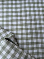 Tessuto cotone quadretti verdino tinto in filo, tessuto resistente per tovaglie e decorazioni casa