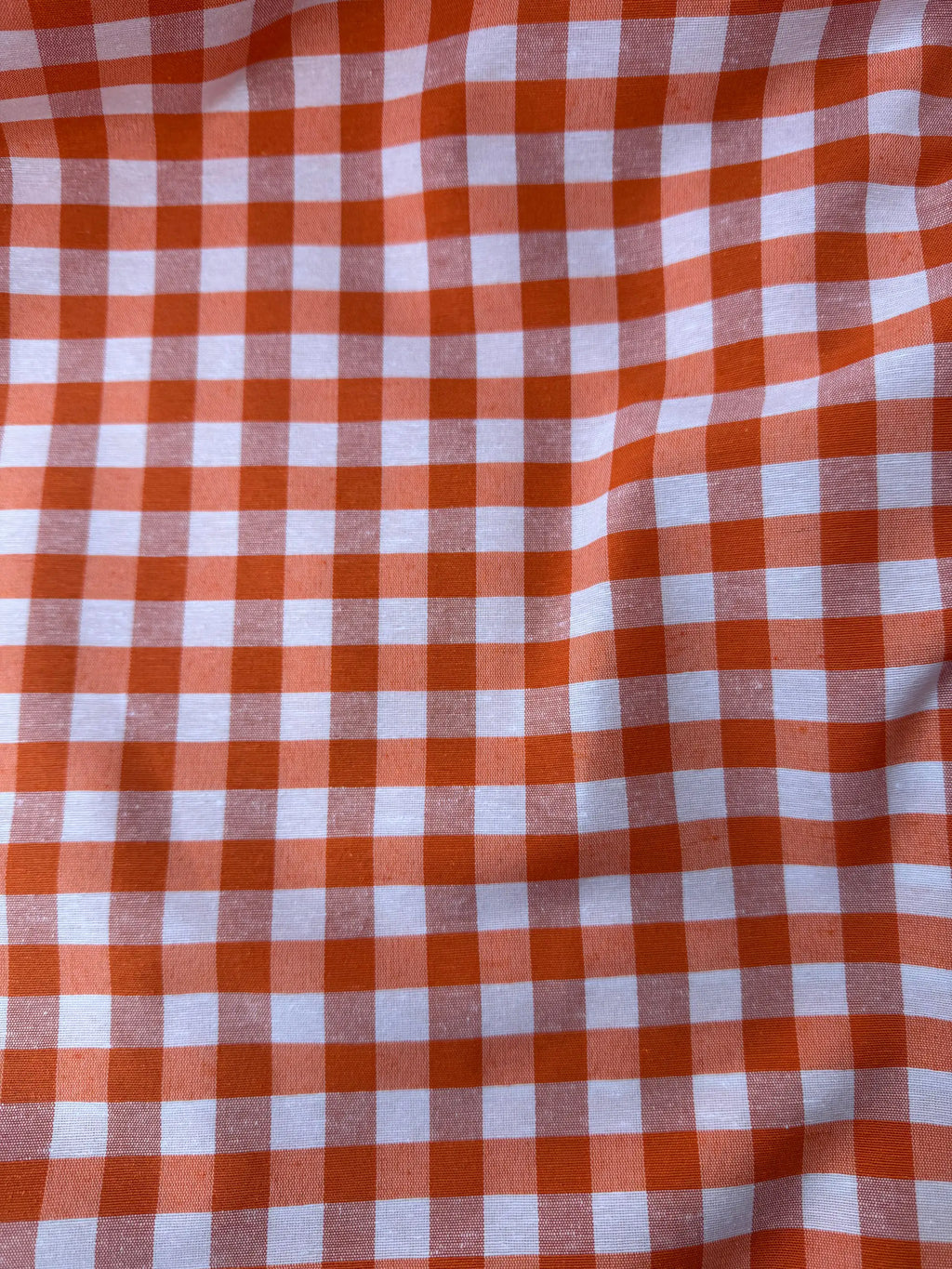 Tessuto cotone quadri tinto in filo arancione country, perfetto per tovaglie, copritavolo e arredo cucina