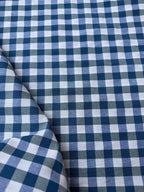 Tessuto cotone quadretti blu royal tinto in filo, tessuto resistente per tovaglie e decorazioni casa