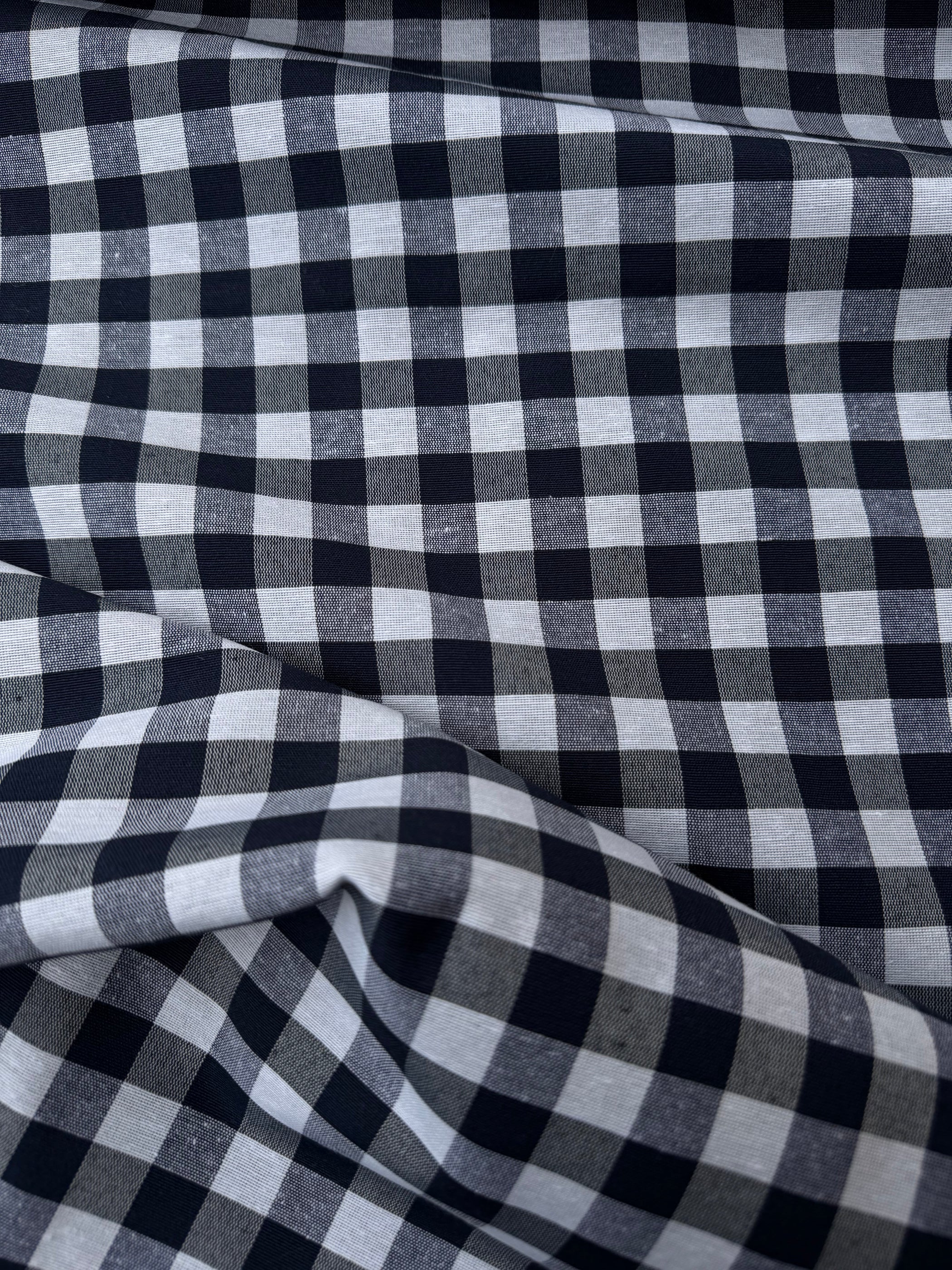 Tessuto cotone quadretti blu scuro country tinto in filo, tessuto resistente per tovaglie e decorazioni casa