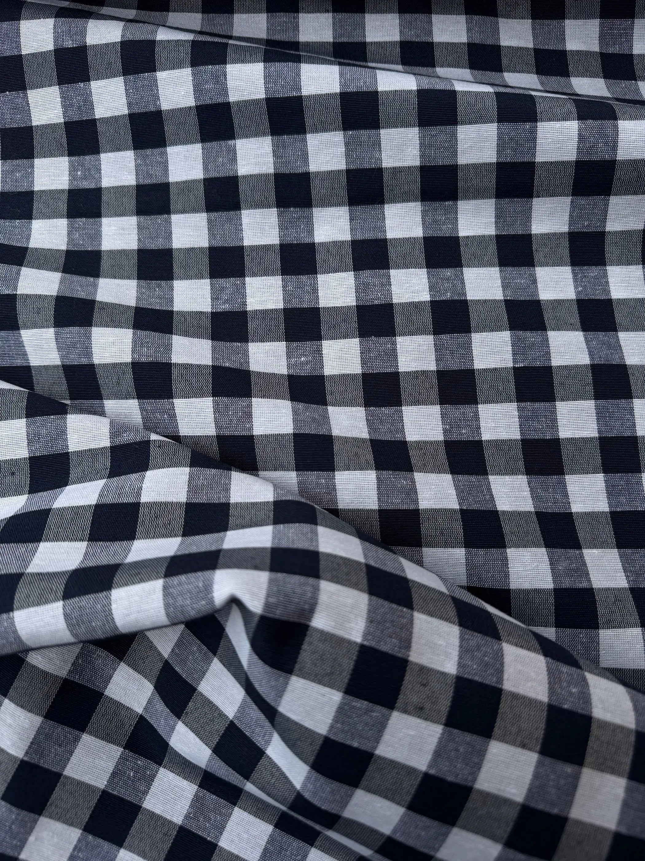 Tessuto cotone quadretti blu scuro country tinto in filo, tessuto resistente per tovaglie e decorazioni casa