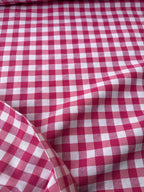 Tessuto cotone quadretti fucsia country tinto in filo, tessuto resistente per tovaglie e decorazioni casa