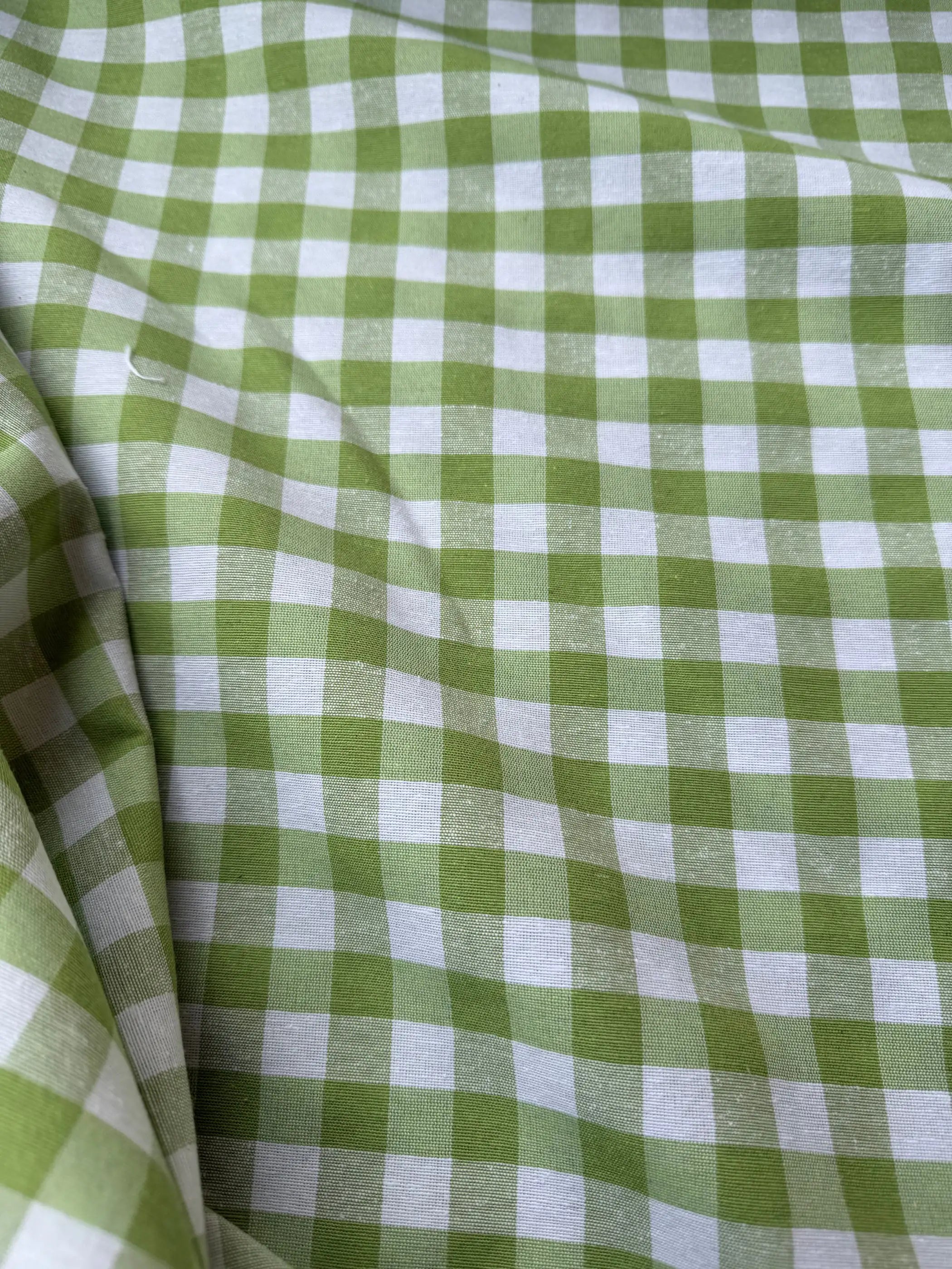 Tessuto cotone quadretti verde pistacchio tinto in filo, tessuto resistente per tovaglie e decorazioni casa