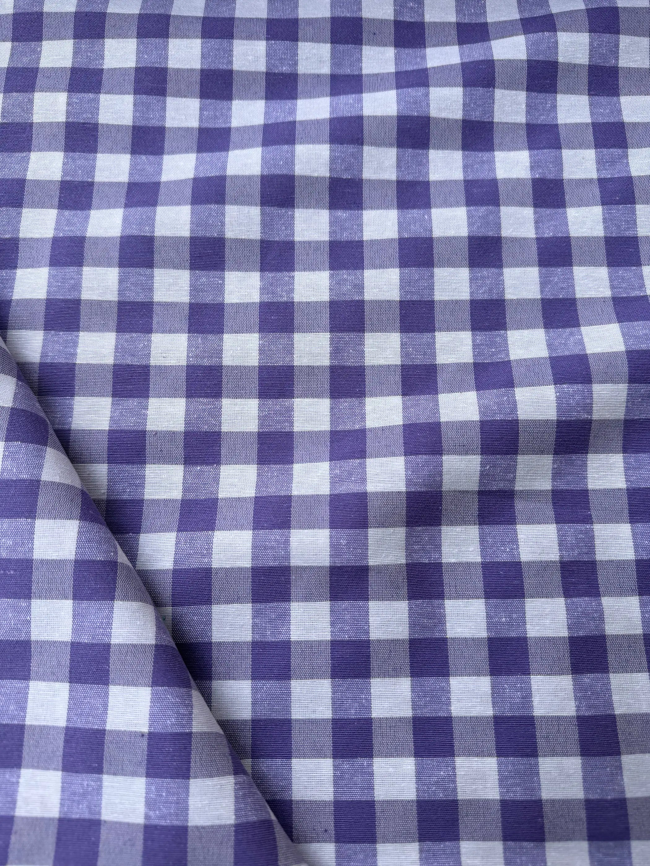 Tessuto cotone quadretti viola country tinto in filo, tessuto resistente per tovaglie e decorazioni casa