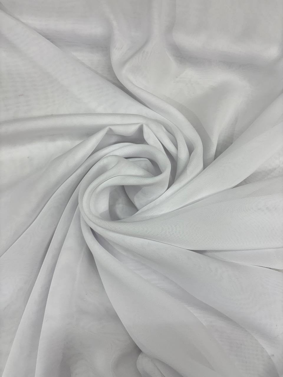 Tessuto georgette bianco, ideale per abiti da sera e foulard leggeri