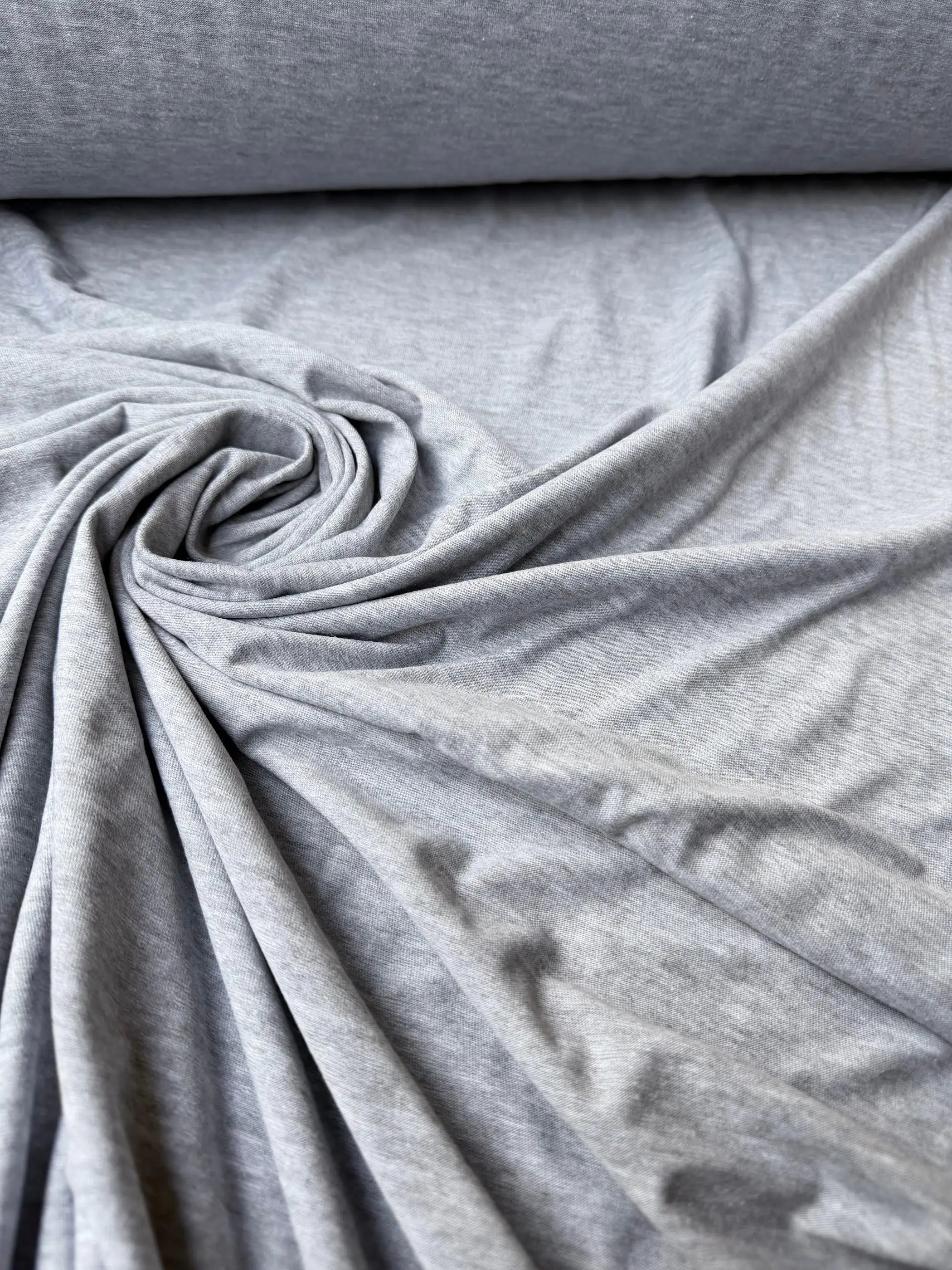 Tessuto jersey cotone elasticizzato grigio chiaro per leggings e capi aderenti