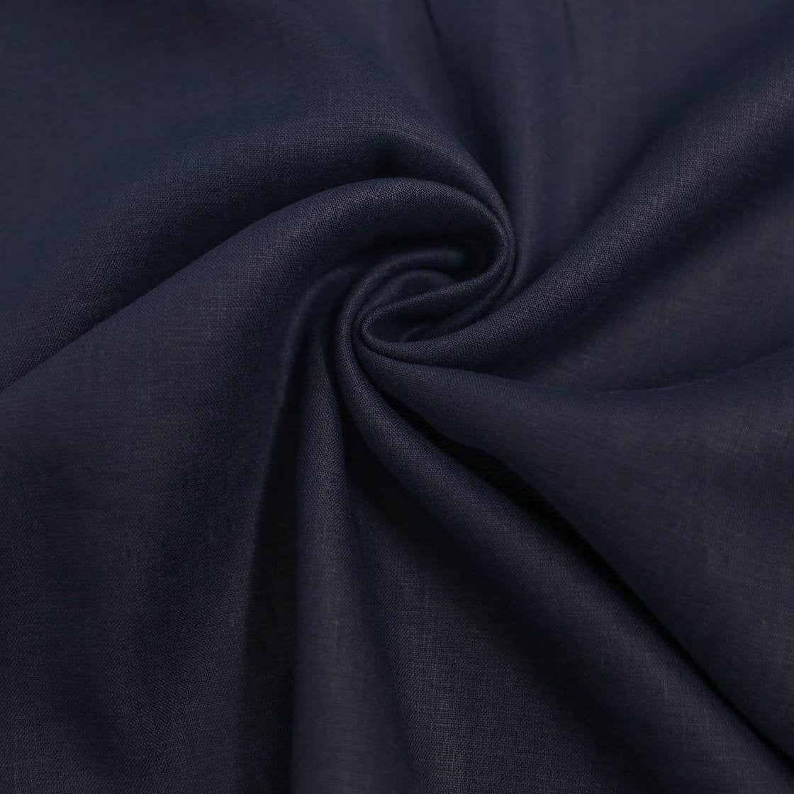 Tessuto puro lino Dante colore blu scuro, naturale e traspirante, ideale per camicie e abbigliamento estivo