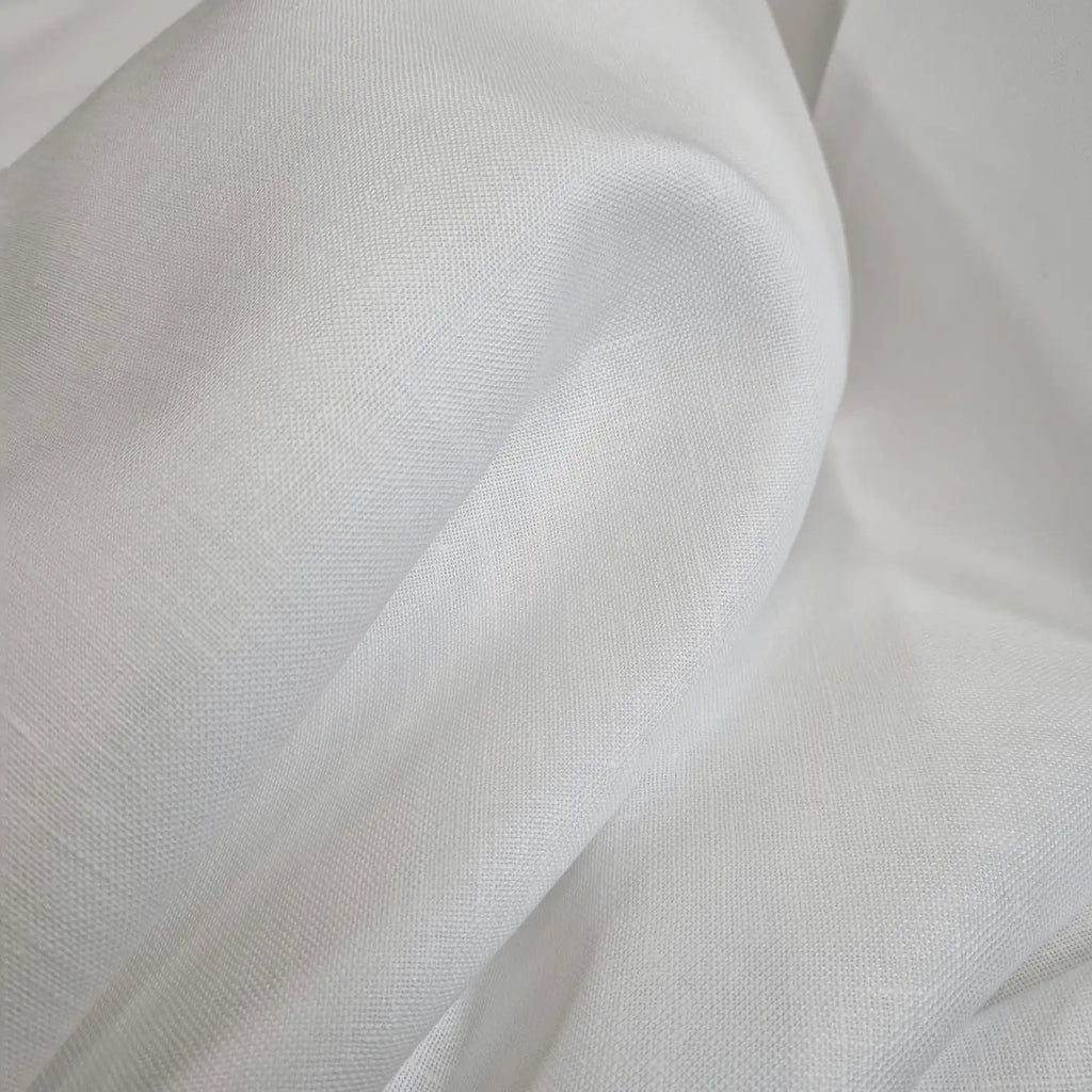 Tessuto doppio lino bianco seta elegante e strutturato, ideale per decorazioni, bomboniere e tendaggi
