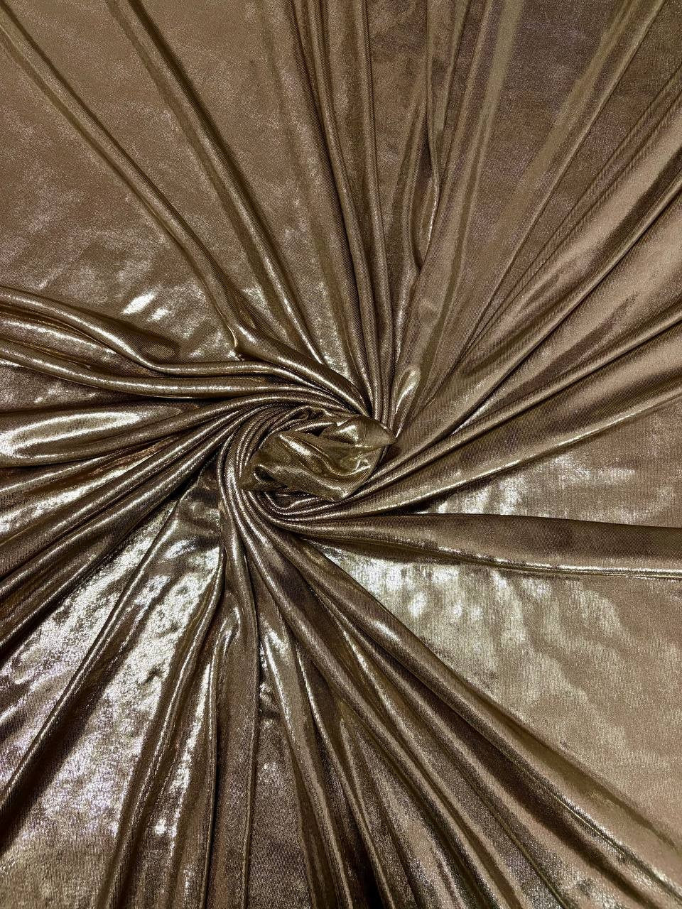 Lycra milleluci bronzo glitter, tessuto elasticizzato per spettacoli e performance