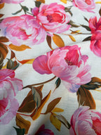 Tessuto misto lino floreale Novello Fiore, variante floreale big, leggero e naturale, ideale per abiti estivi e camicie