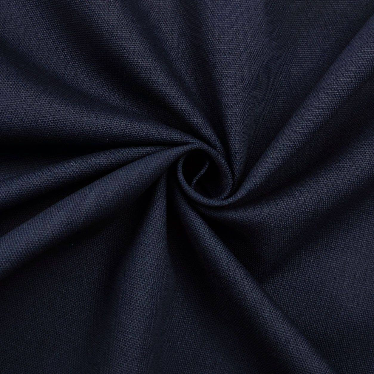 Tessuto panama tinto in filo blu scuro 280 cm, cotone e poliestere resistente per tovaglie e arredo cucina