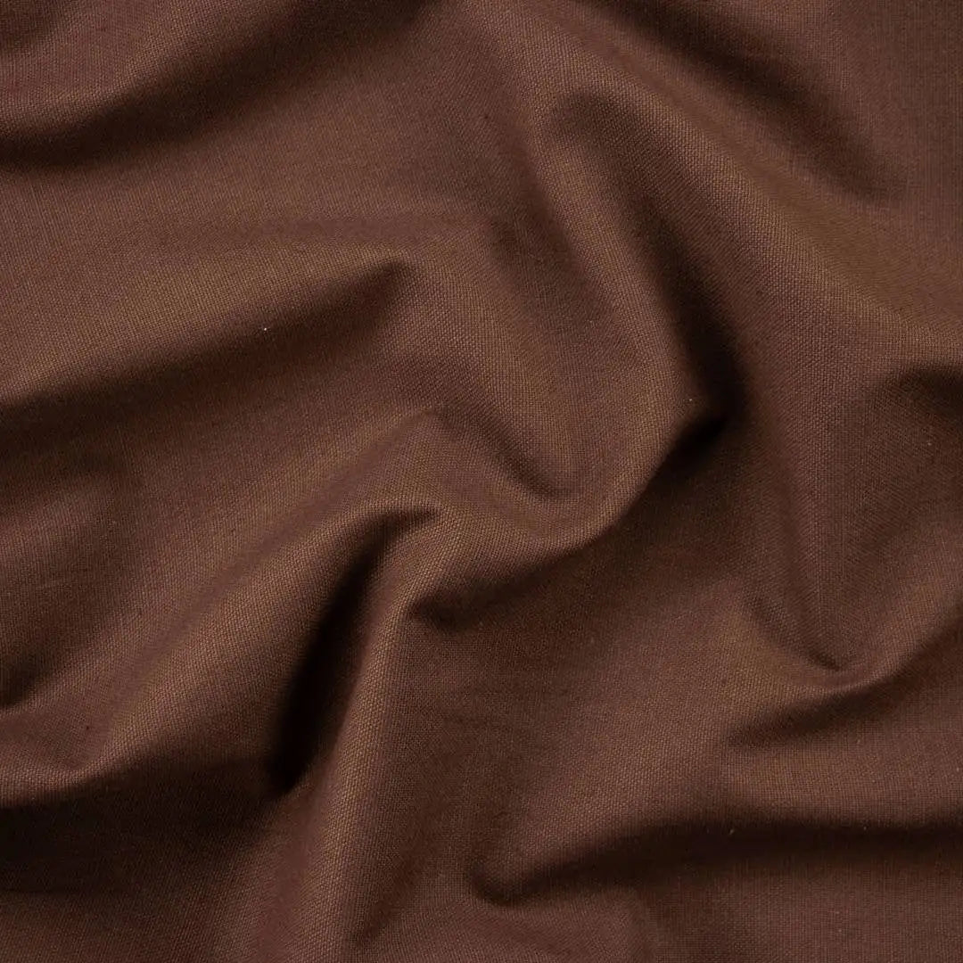 Tessuto panama tinto in filo marrone 280 cm, cotone e poliestere resistente per tovaglie e arredo cucina